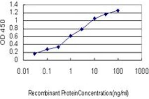 Detection limit for recombinant GST tagged STAU2 is approximately 0. (Double-stranded RNA-binding protein Staufen homolog 2 (STAU2) (AA 2-90) anticorps)