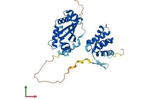 AlphaFold protein structure predicition of Human Recombinant TRADD Protein, UniprotID Q15628