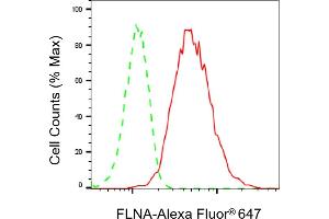 Flow cytometric analysis of FLNA expression in HepG2 cells using FLNA antibody (ABIN7798621), 1:2,000). (Recombinant Filamin A anticorps)
