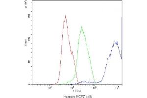 Flow cytometry testing of human MCF7 cells with DBI antibody at 1ug/10^6 cells (blocked with goat sera) (Diazepam Binding Inhibitor anticorps  (AA 2-187))