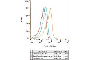 Flow cytometry: Daudi cells were stained with Rabbit IgG isotype control (, 2.