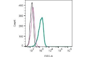 Cell surface detection of PAR1 by direct flow cytometry in live intact mouse P815 mastocytoma cell line: + rabbit IgG isotype control-FITC (ABIN7582044).