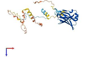 AlphaFold protein structure predicition of Human Recombinant PPP1R3E Protein, UniprotID Q9H7J1