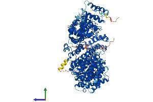 AlphaFold protein structure predicition of Human Recombinant TBCD Protein, UniprotID Q9BTW9