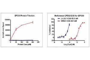 Recombinant p300 (1041-1161) activity using AlphaScreen.