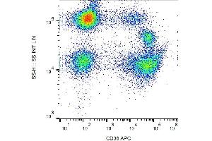 Surface staining of human peripheral blood with anti-CD36 (TR9) APC.
