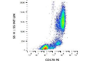 Flow cytometry analysis (surface staining) of human peripheral blood cells using anti-CD170 (1A5) PE. (SIGLEC5 anticorps  (Extracellular Domain) (PE))