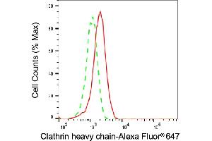 Flow cytometric analysis of Clathrin heavy chain expression in HepG2 cells using Clathrin heavy chain antibody (ABIN7798091), 1:2,000). (Recombinant Clathrin Heavy Chain (CLTC) anticorps)