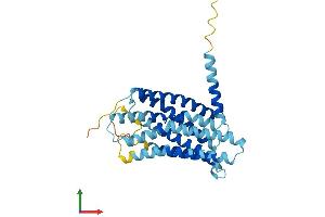 AlphaFold protein structure predicition of Mouse Recombinant Gpr31 Protein, UniprotID F8VQN3