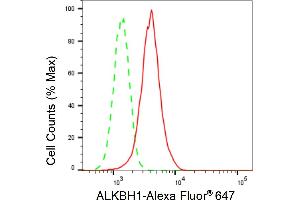 Flow cytometric analysis of ALKBH1 expression in HepG2 cells using ALKBH1 antibody (ABIN7797578), 1:2,000).