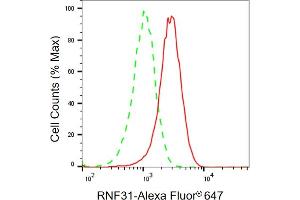 Flow cytometric analysis of RNF31 expression in HT- cells using RNF31 antibody (ABIN7800250), 1:2,000). (RNF31 anticorps)