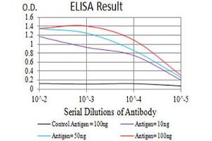 Black line: Control Antigen (100 ng),Purple line: Antigen (10 ng), Blue line: Antigen (50 ng), Red line:Antigen (100 ng)