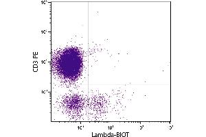 Chicken peripheral blood lymphocytes were stained with Mouse Anti-Chicken Lambda-BIOT. (Souris anti-Poulet lambda Anticorps (Biotin))