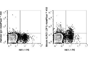 C57Bl/6 splenocytes were stained with PE Anti-Mouse NK1. (KLRG1 anticorps  (violetFluor™ 450))