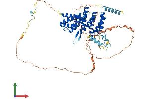 AlphaFold protein structure predicition of Human Recombinant PAIP1 Protein, UniprotID Q9H074