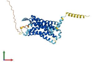 AlphaFold protein structure predicition of Mouse Recombinant C5ar2 Protein, UniprotID Q8BW93