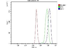 Flow Cytometry analysis of THP-1 cells using anti-C-Myc/MYC antibody (ABIN7602629).