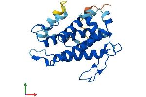 AlphaFold protein structure predicition of Mouse Recombinant Mob3c Protein, UniprotID Q8BJG4