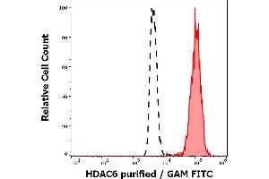 Separation of K562 cells stained using anti-human HDAC6 (236) purified antibody (concentration in sample 5.