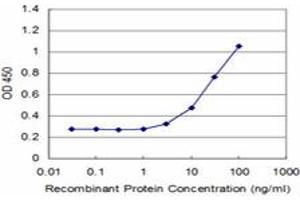 Detection limit for recombinant GST tagged ZNF70 is approximately 3ng/ml as a capture antibody. (ZNF70 anticorps  (AA 1-446))