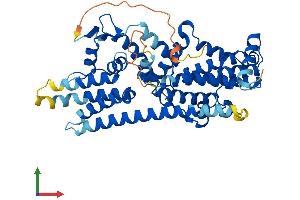 AlphaFold protein structure predicition of Human Recombinant RASGEF1B Protein, UniprotID Q0VAM2