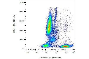 Surface staining of CD3 in human peripheral blood with anti-CD3 (MEM-57) PE-DyLight®594.