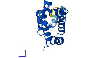 AlphaFold protein structure predicition of Human Recombinant HBM Protein, UniprotID Q6B0K9