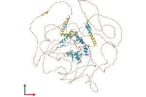 AlphaFold protein structure predicition of Human Recombinant REST Protein, UniprotID Q13127