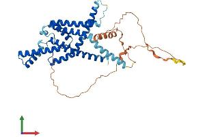 AlphaFold protein structure predicition of Mouse Recombinant Kcnk9 Protein, UniprotID Q3LS21