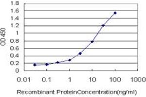 Detection limit for recombinant GST tagged GUCY2C is approximately 0. (GUCY2C anticorps  (AA 24-133))