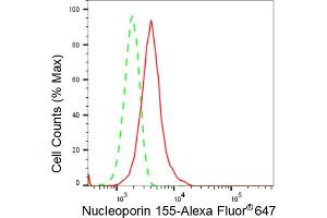 Flow cytometric analysis of Nucleoporin 155 expression in HepG2 cells using Nucleoporin 155 antibody (ABIN7799675), 1:2,000). (Recombinant NUP155 anticorps)
