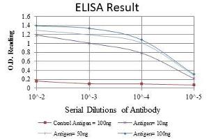Red: Control Antigen (100 ng), Purple: Antigen (10 ng), Green: Antigen (50 ng), Blue: Antigen (100 ng),