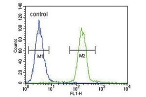 Fow Cytometric analysis of A375 cells using Tyrosinase Antibody (C-term) Cat. (TYR anticorps  (C-Term))