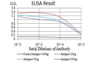 Black line: Control Antigen (100 ng);Purple line: Antigen (10ng); Blue line: Antigen (50 ng); Red line:Antigen (100 ng)