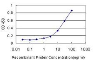 Detection limit for recombinant GST tagged NR1D1 is approximately 1ng/ml as a capture antibody.