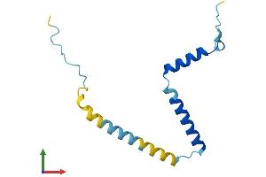 AlphaFold protein structure predicition of Mouse Recombinant Fam32a Protein, UniprotID Q9CR80