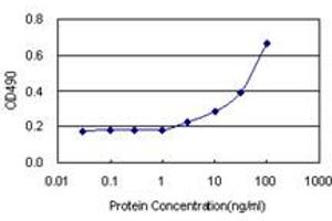 Sandwich ELISA detection sensitivity ranging from 1 ng/mL to 100 ng/mL. (SP100 (Humain) Matched Antibody Pair)
