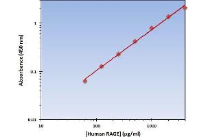 This is an example of what a typical standard curve will look like. (RAGE Kit ELISA)