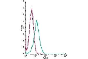 Cell surface detection of D2 dopamine receptor by indirect flow cytometry in live intact human Jurkat T-cell leukemia cells: (black line) Cells.