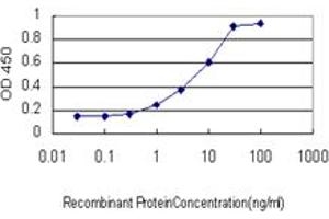 Detection limit for recombinant GST tagged ETV1 is approximately 1ng/ml as a capture antibody.