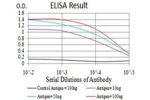 Black line: Control Antigen (100 ng),Purple line: Antigen (10 ng), Blue line: Antigen (50 ng), Red line:Antigen (100 ng)