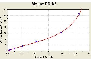 Diagramm of the ELISA kit to detect Mouse PD1 A3with the optical density on the x-axis and the concentration on the y-axis.