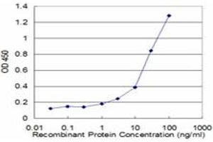 Detection limit for recombinant GST tagged ADAMTS1 is approximately 1ng/ml as a capture antibody.