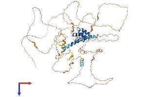 AlphaFold protein structure predicition of Human Recombinant SAMD11 Protein, UniprotID Q96NU1