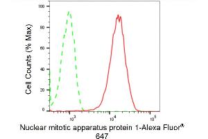 Flow cytometric analysis of Nuclear mitotic apparatus protein 1 expression in HepG2 cells using Nuclear mitotic apparatus protein 1 antibody (ABIN7799648), 1:2,000). (Recombinant NUMA1 anticorps)