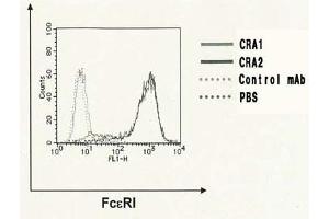 Flow Cytometry (FACS) image for anti-Fc Fragment of IgE Receptor Ia (FCER1A) (AA 1-84) antibody (FITC) (ABIN2451976) (Fc epsilon RI/FCER1A anticorps  (AA 1-84) (FITC))