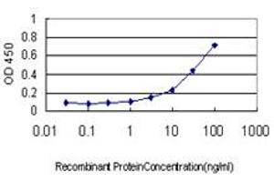 Detection limit for recombinant GST tagged CFL2 is approximately 1ng/ml as a capture antibody.