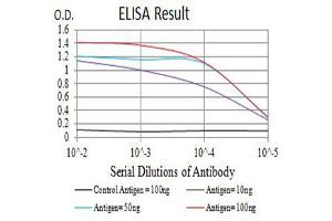 Black line: Control Antigen (100 ng),Purple line: Antigen (10 ng), Blue line: Antigen (50 ng), Red line:Antigen (100 ng)