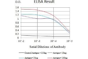 Black line: Control Antigen (100 ng),Purple line: Antigen (10 ng), Blue line: Antigen (50 ng), Red line:Antigen (100 ng)