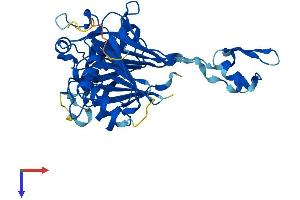 AlphaFold protein structure predicition of Mouse Recombinant Elac1 Protein, UniprotID Q8VEB6